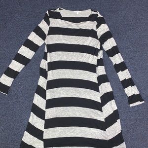 Black striped Long sleeve T-shirt Dress